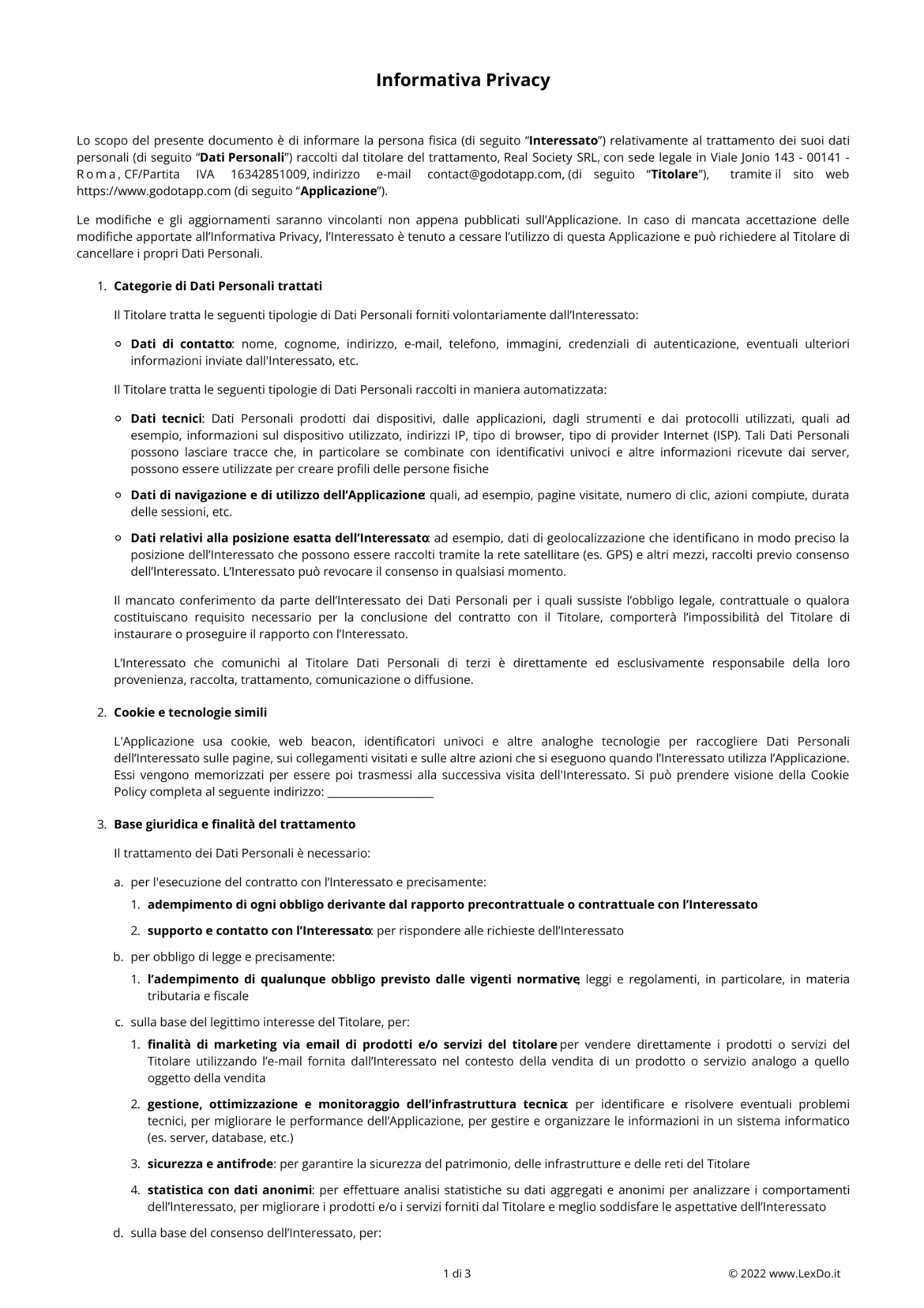 Privacy Policy sul Trattamento dei Dati 1
